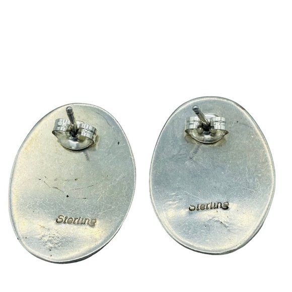 Vintage Sterling Silver Shadowbox  Bear Paw Stud Earrings Southwestern Ethnic - Picture 5 of 7